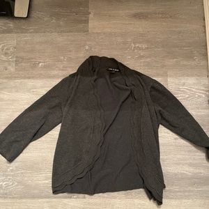 Cable and gauge lettuce hem cardigan